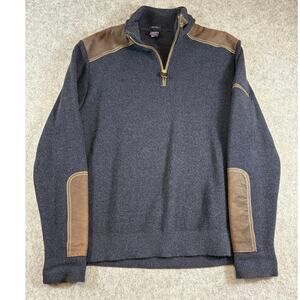 VINTAGE Paul & Shark Yachting Sweater Mens Large Blue Pure Wool Leather Patch